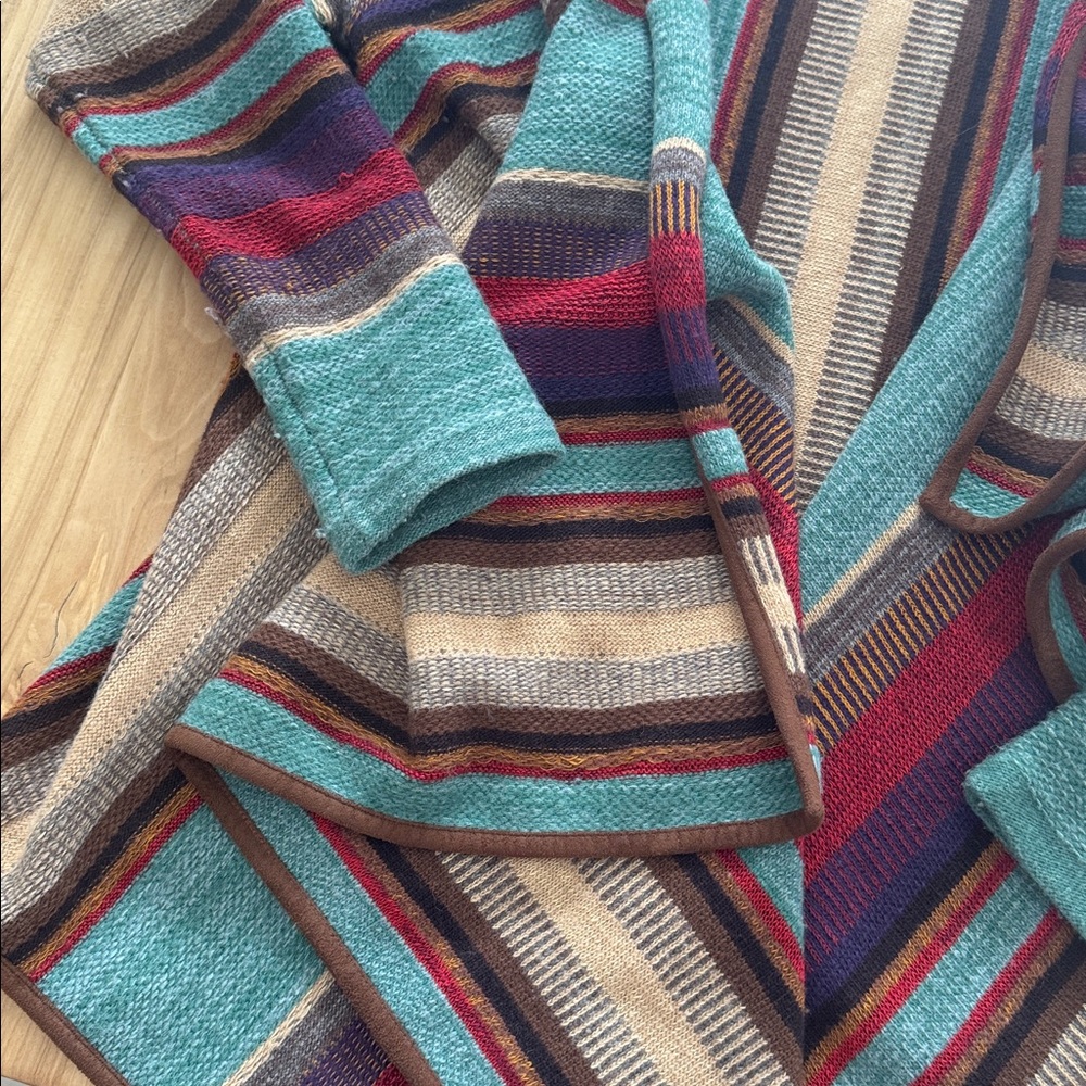 Ralph Lauren Striped Multicolor Cardigan Wool Linen Blend Size S/M Western Style